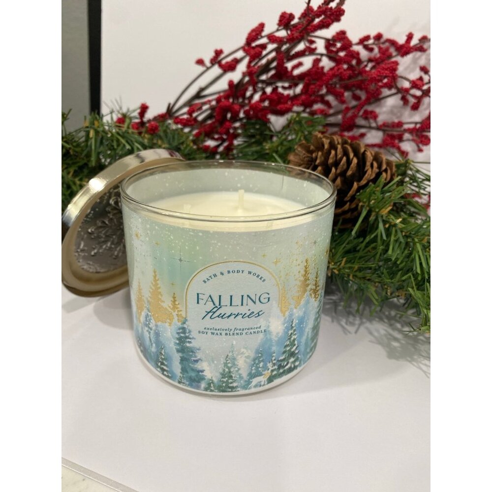 Bath & Body Works “Falling Flurries” New Winter Holiday 3 Wick Candle